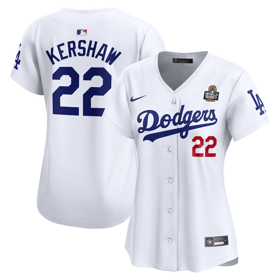 Clayton Kershaw 22 Los Angeles Dodgers Women's 2024 World Series Limited Player Jersey - White - JS933