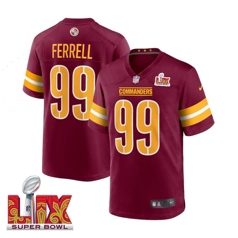 Clelin Ferrell #99 Washington Commanders Super Bowl LIX Jersey - Men's - Burgundy - JS774