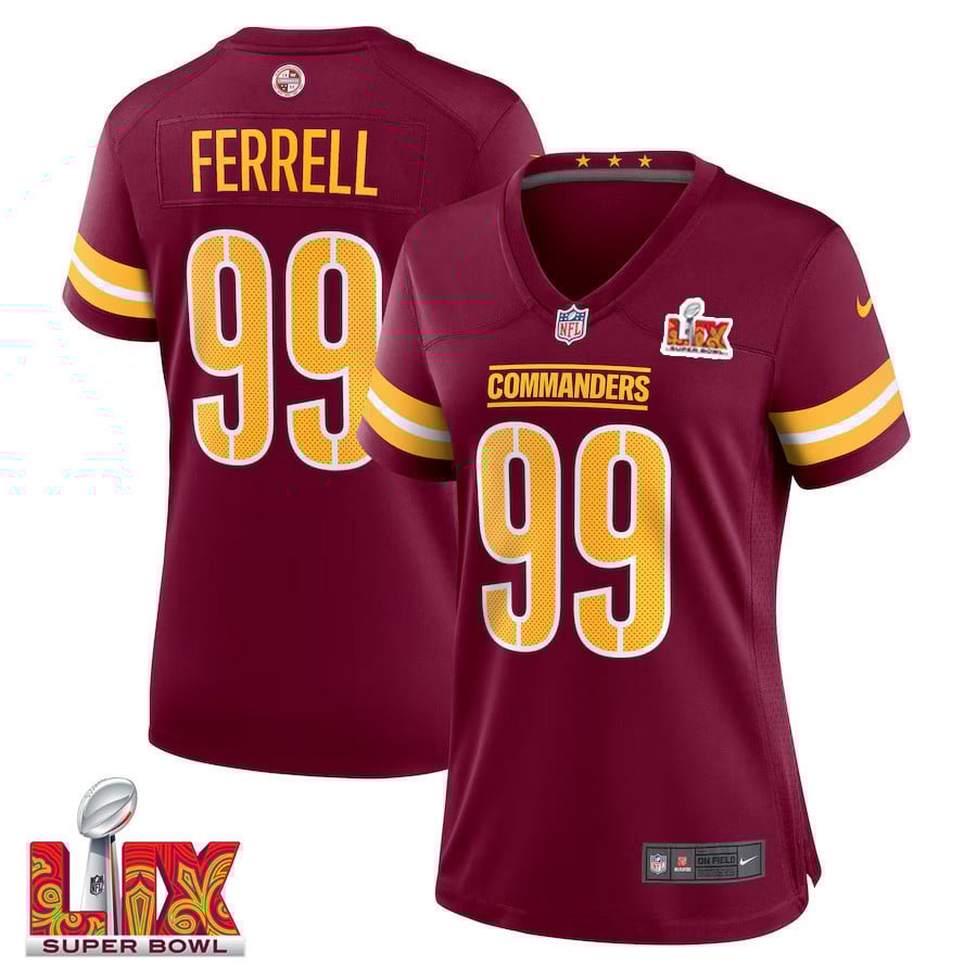 Clelin Ferrell #99 Washington Commanders Super Bowl LIX Women's Jersey - Burgundy - JS239