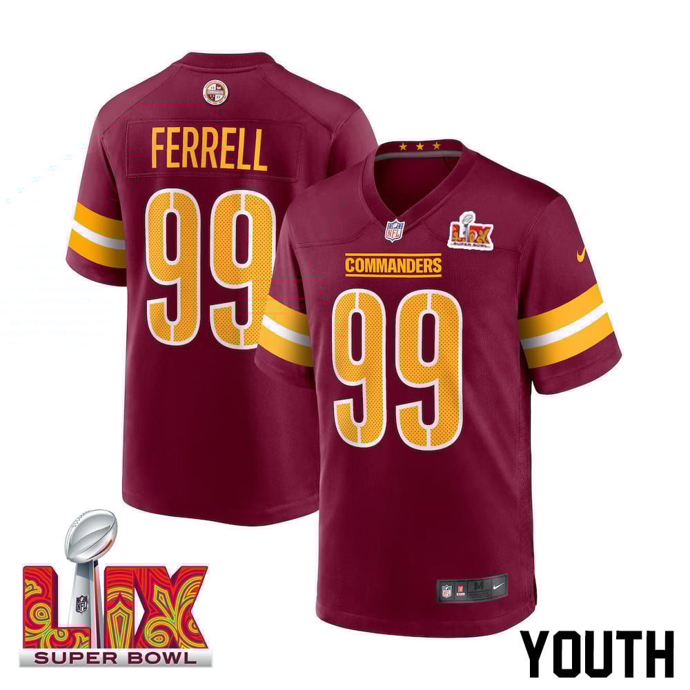 Clelin Ferrell #99 Washington Commanders Super Bowl LIX Youth Jersey - Burgundy - JS820