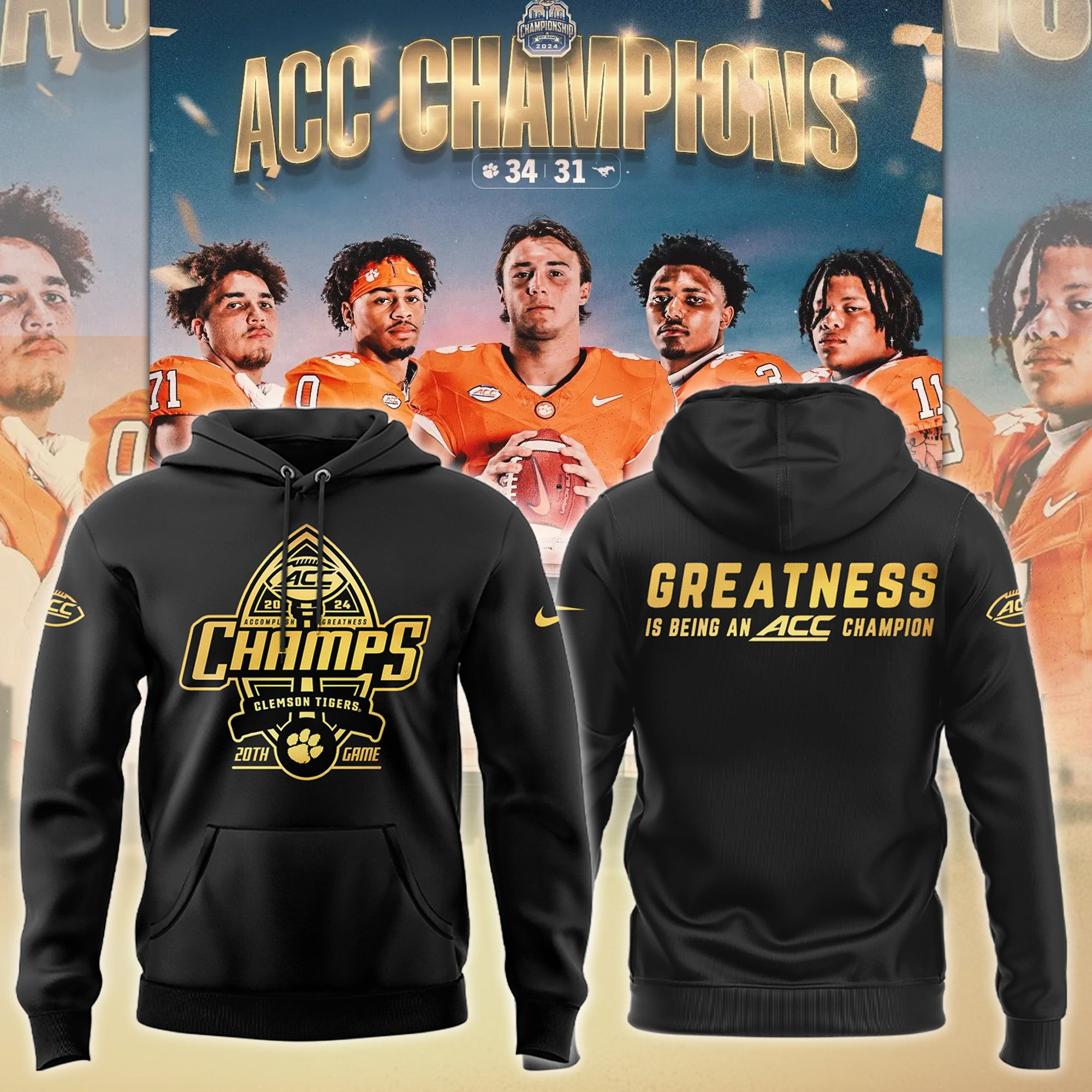 Clemson Tigers Greatness Is Being An ACC Champion NCAA Hoodie Best Gifts For Football Fans