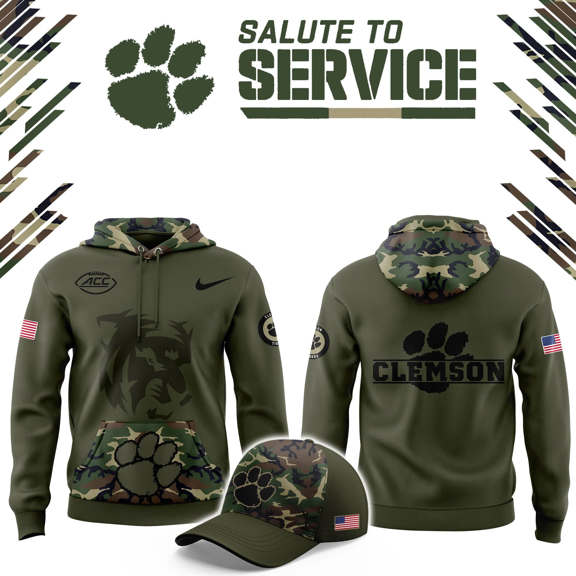 Clemson Tigers Salute to Service Club NCAA Hoodie Football Fan Gift Ideas