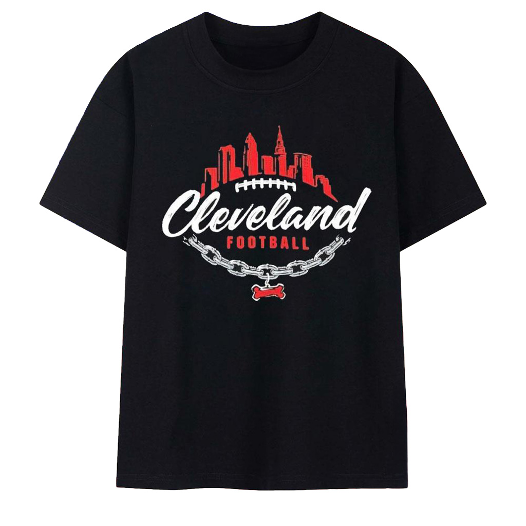 Cleveland Browns Merch Cleveland Football Skyline Chain T-Shirt Gifts For Friend