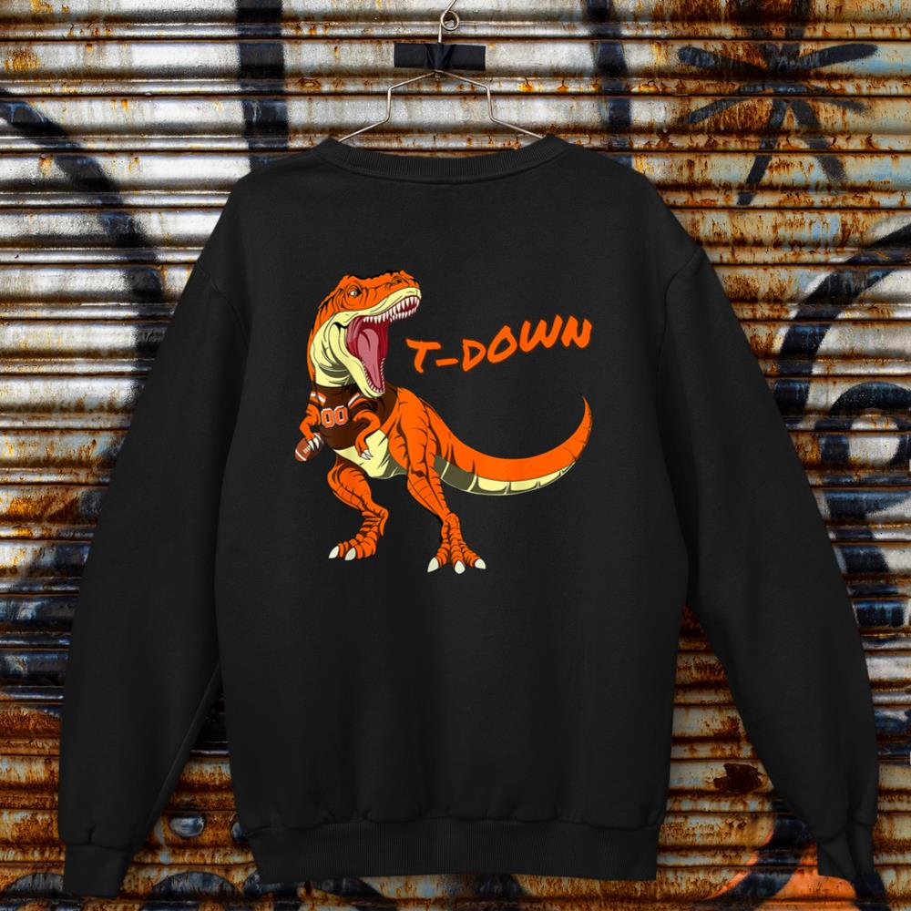 Cleveland Dinosaur Tyrannosaurus Rex Football Touchdown Kids Sweatshirt