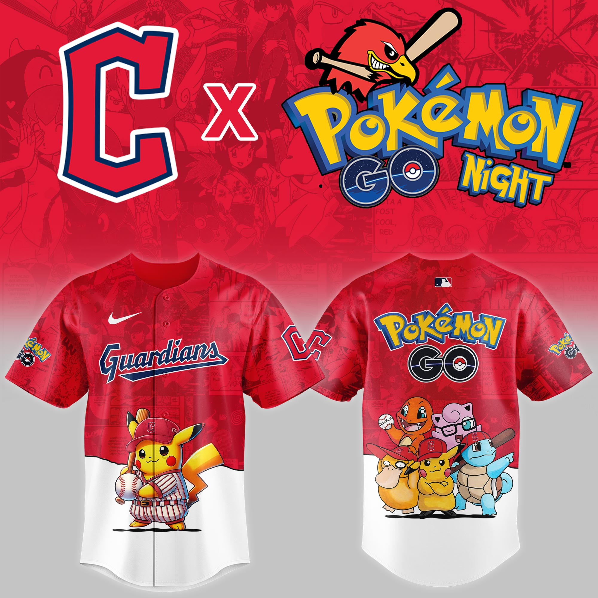 Cleveland Guardians Mlb X Pokemon Go Night Baseball Jersey For Fan