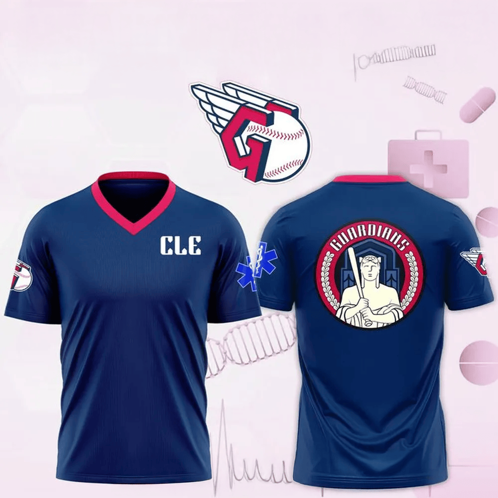 Cleveland Guardians x Healthcare Night 2025 V-neck T-Shirt Cleveland Guardians Merch Fans Gifts