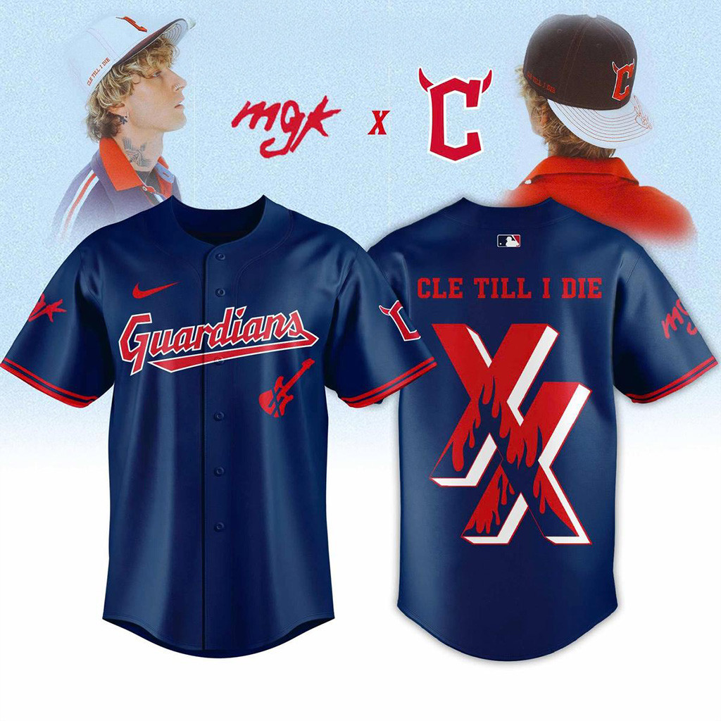 Cleveland Guardians X Machine Gun Kelly Cle Till I Die Navy Jersey Cleveland Guardians Merch