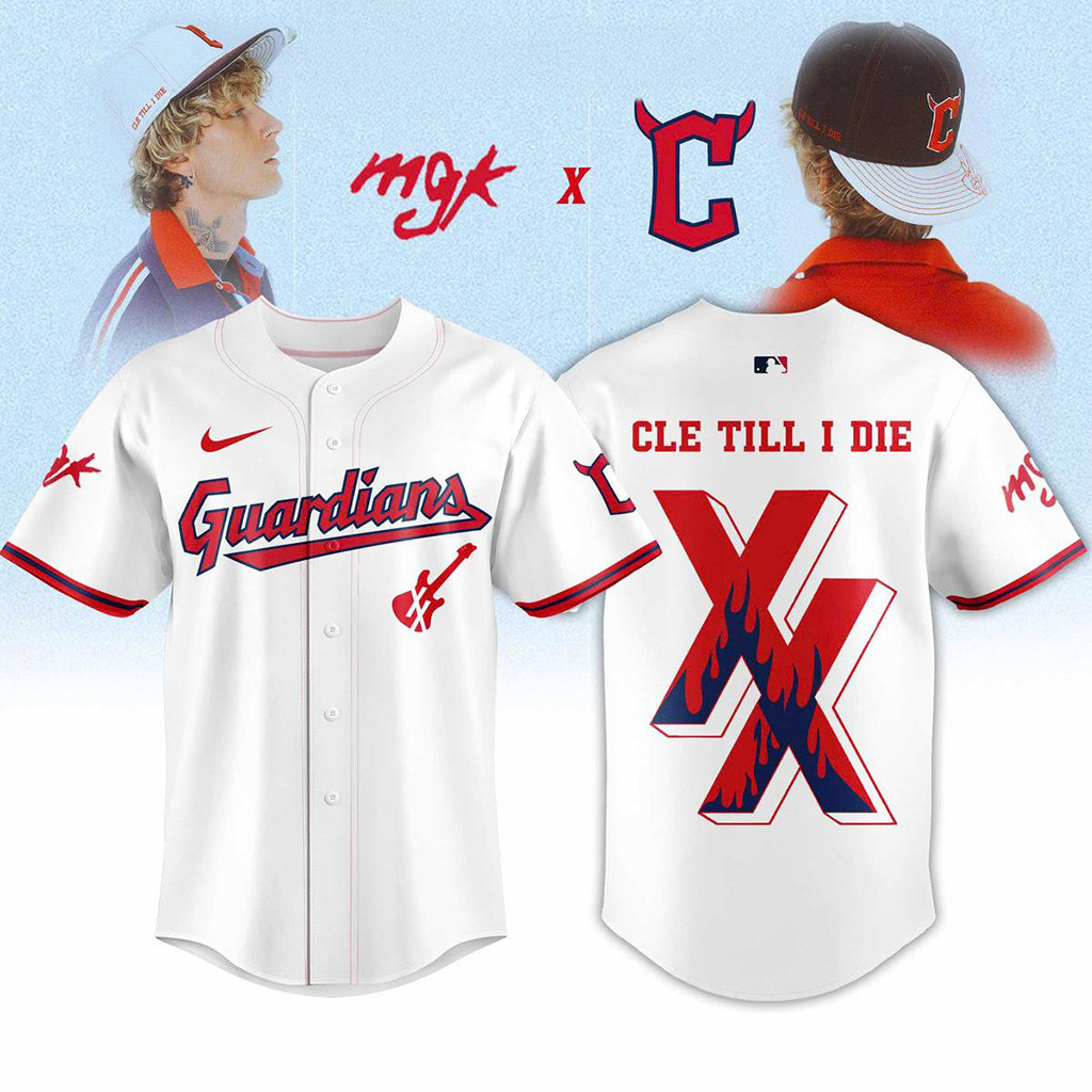 Cleveland Guardians X Machine Gun Kelly Cle Till I Die White Jersey Cleveland Guardians Merch