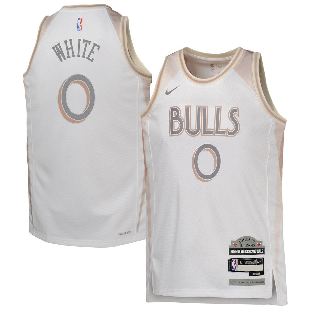 Coby White 0 Chicago Bulls 2024/25 Swingman Player YOUTH Jersey - City Edition - White - JS725