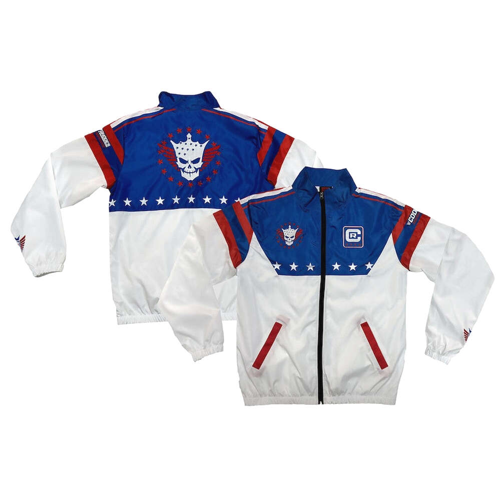 Cody Rhodes Merch Men's White Cody Rhodes Stars and Stripes Windbreaker Full-Zip Jacket