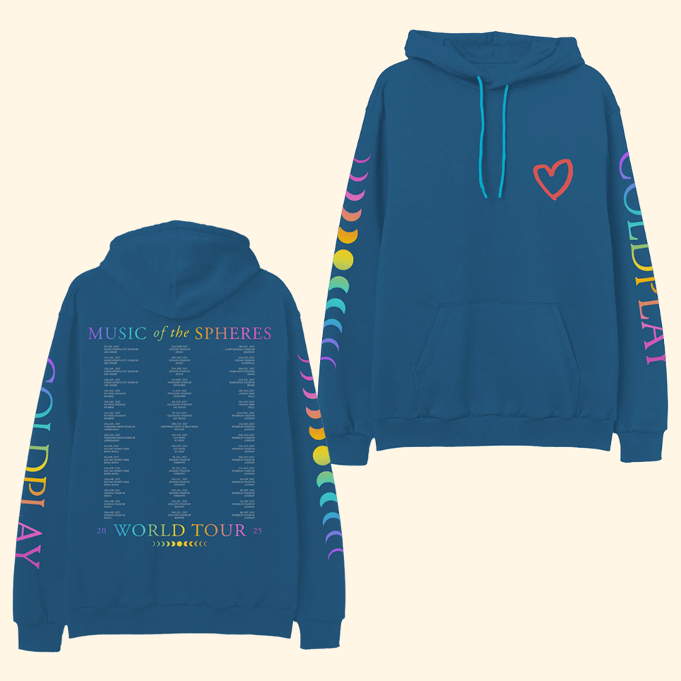 Coldplay Tour 2025 Hoodie Heart Graphic Hoodie Cozy Gifts For Music Lovers In Any Season
