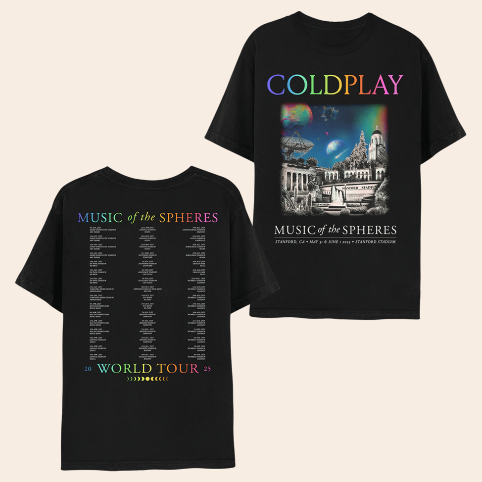 Coldplay Tour 2025 T Shirt Cool Modern Design Great Music Gifts For Boyfriend This Season