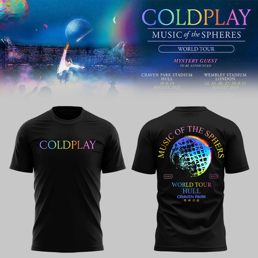 Coldplay World Tour Hull Craven Park Black T-shirt Musical Gifts For Adults