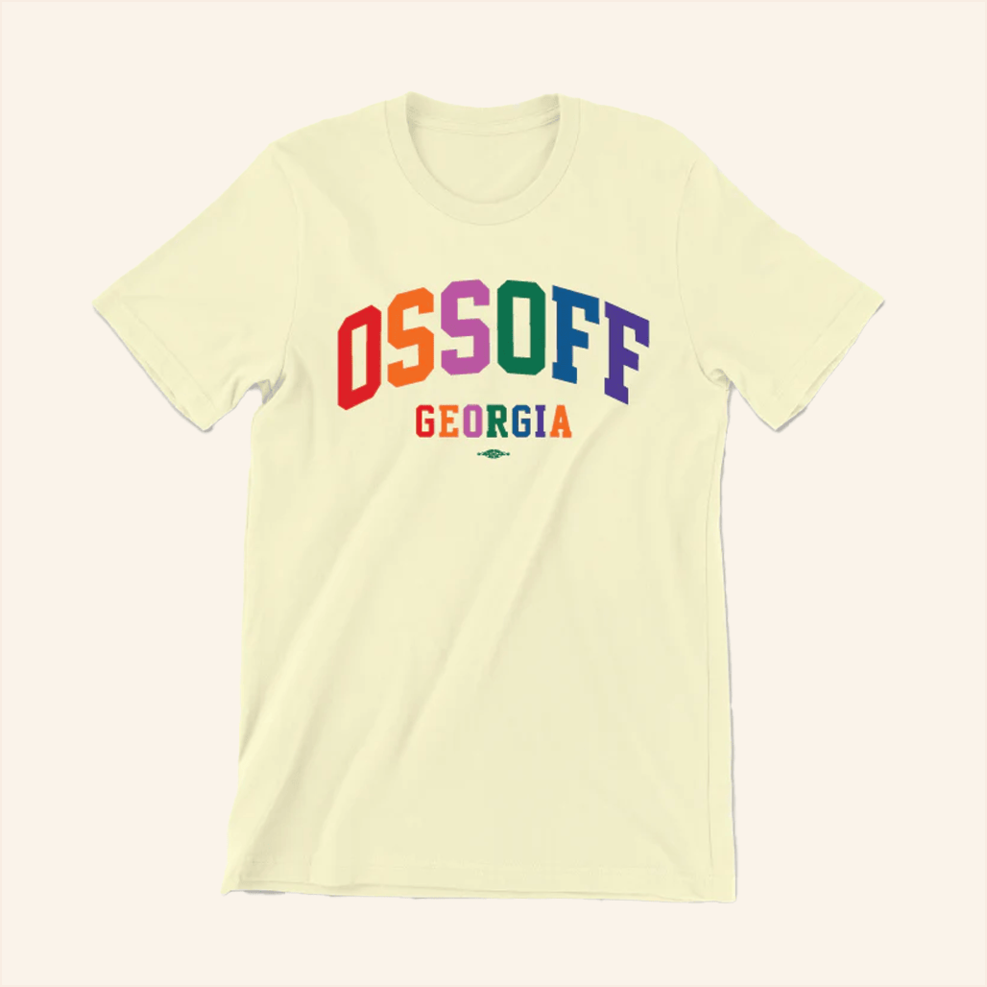 Collegiate Rainbow T-Shirt Ossoff For Senate Merch Presents For Him Birthday Gifts For Friends