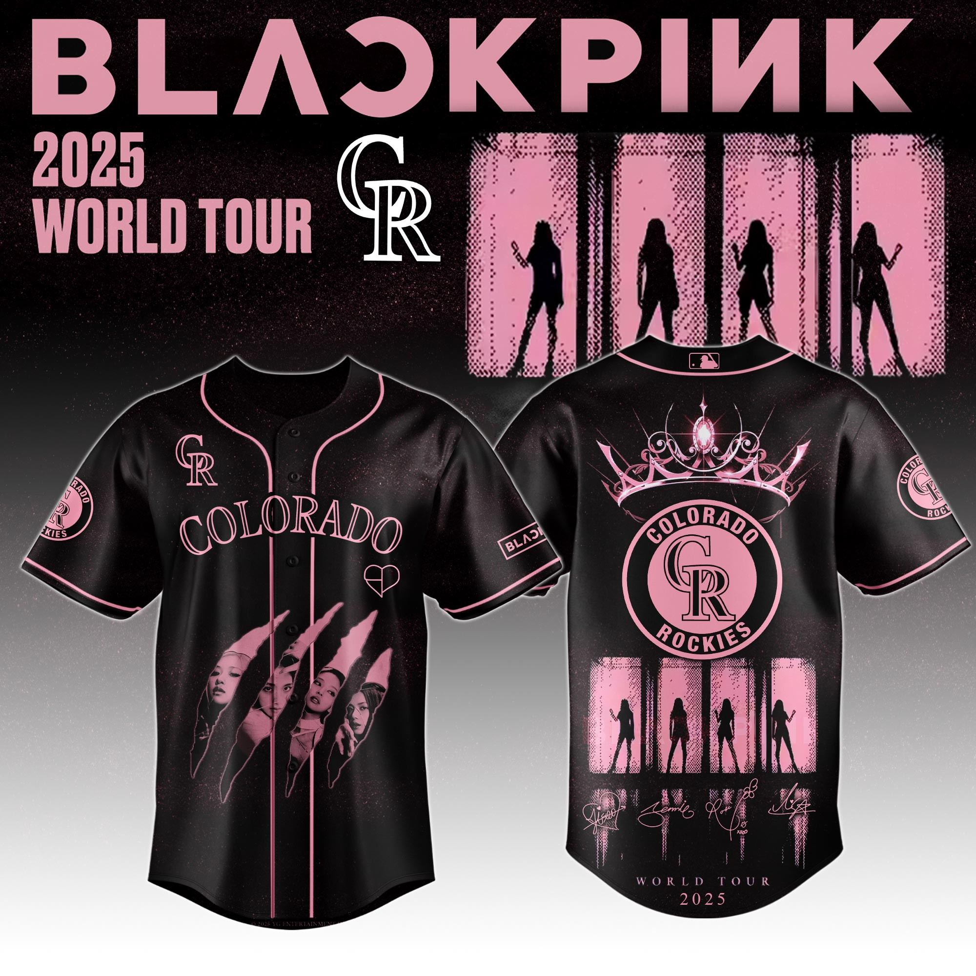 Colorado Rockies Mlb X Black Pink World Tour Baseball Jersey For Fans Rockies Merch