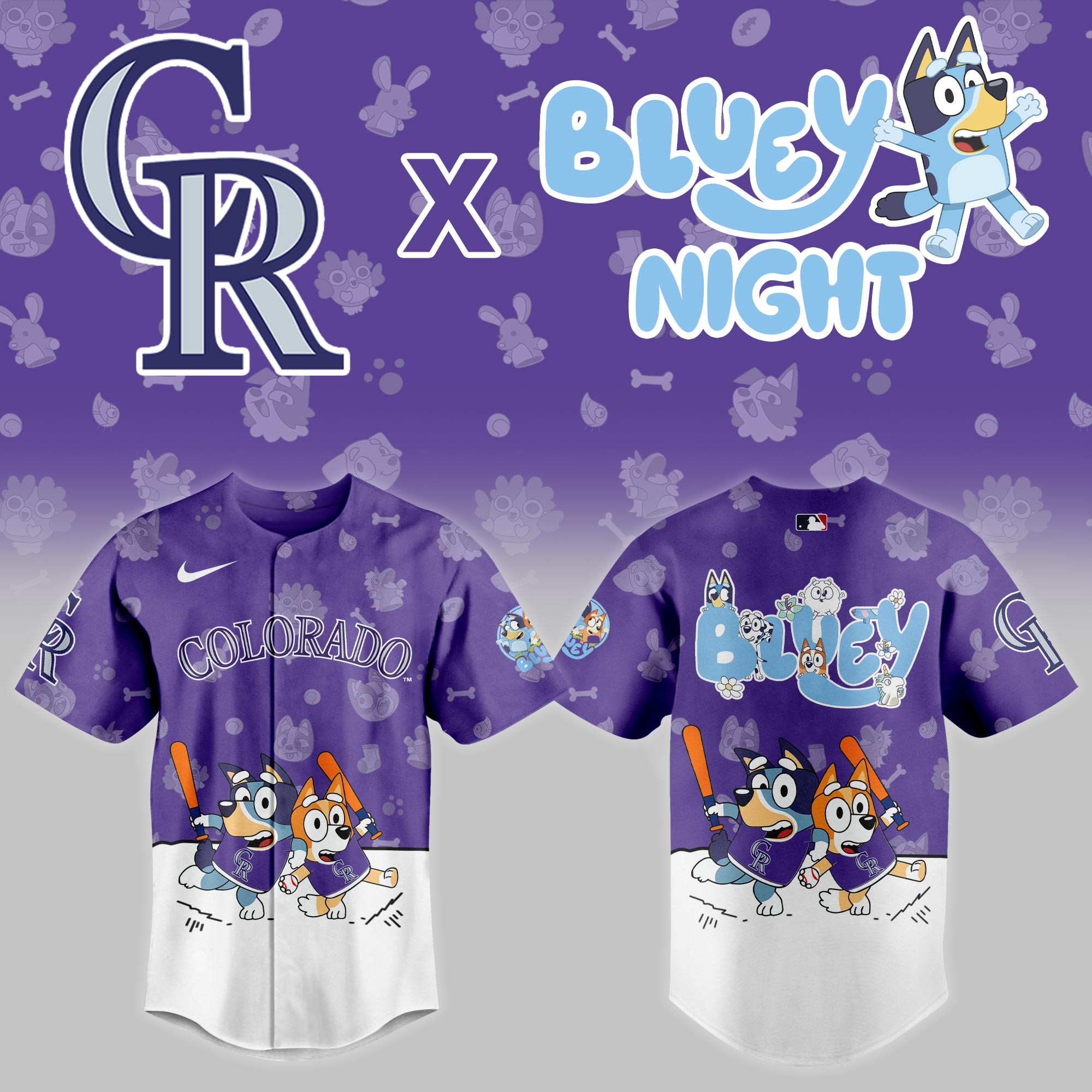 Colorado Rockies Mlb X Bluey Night Baseball Jersey For Fan
