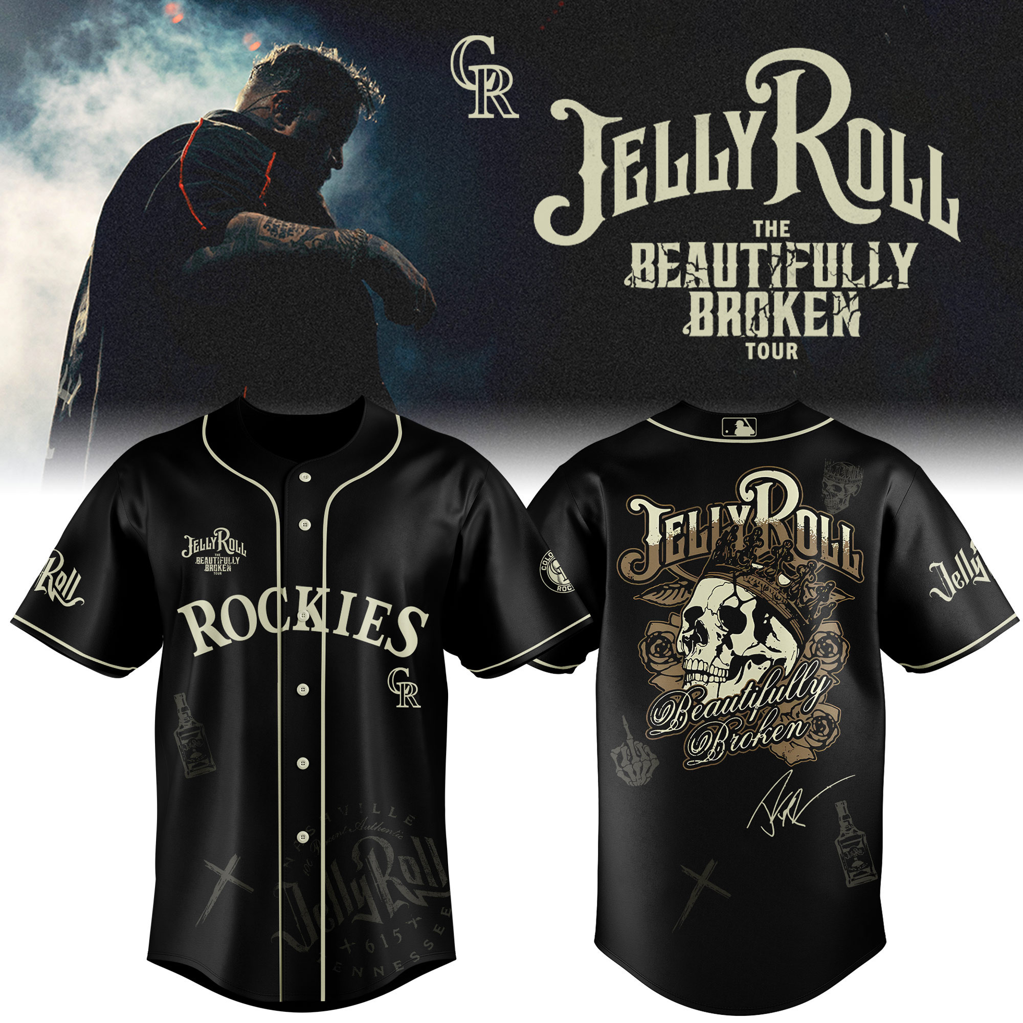 Colorado Rockies X Jelly Roll Baseball Jersey 2025 Gift For Baseball Fans