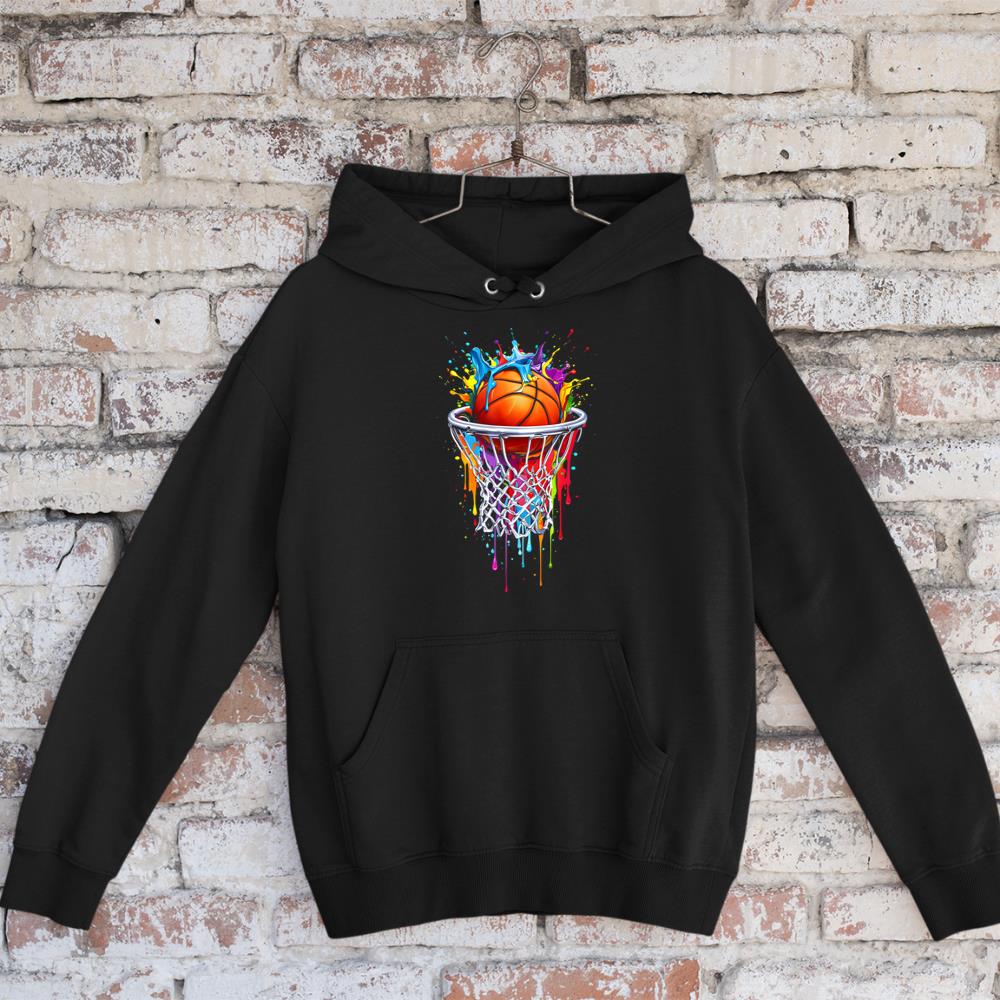 Colorful Basketball Dripping Splash Funny Players Design Hoodie