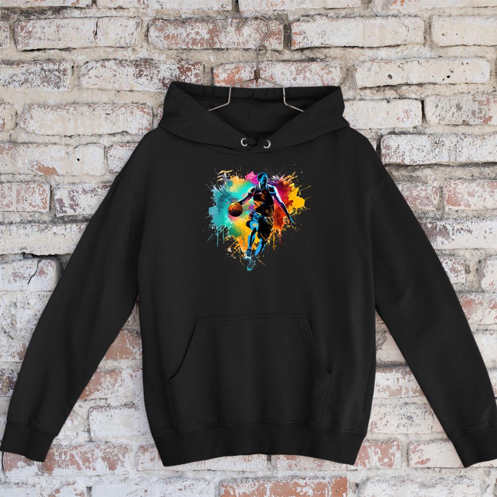 Colorful Basketball player Boy on Mens Basketball Hoodie