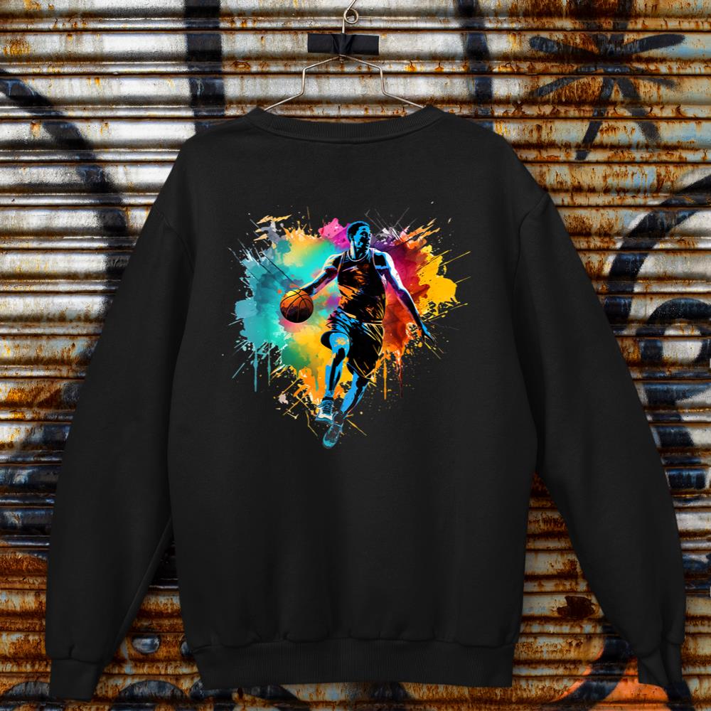 Colorful Basketball player Boy on Mens Basketball Sweatshirt