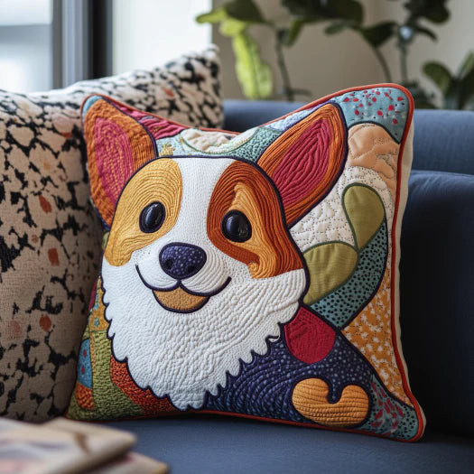 Colorful Corgi Quilted Pillow Case Best Pillow Case Themed Gifts For Corgi Lovers Owners