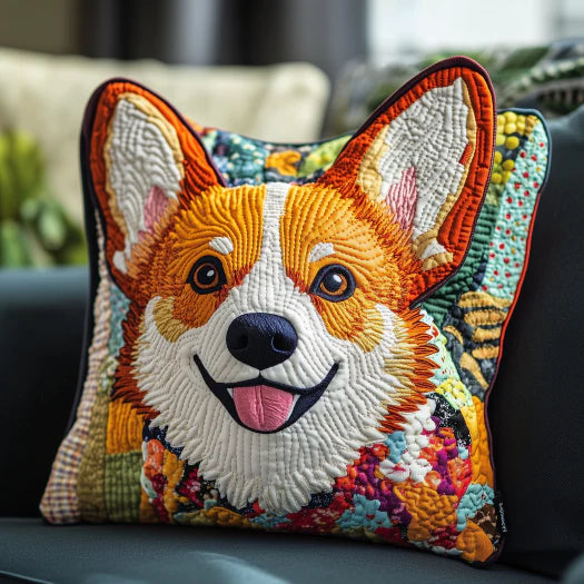Colorful Corgi Quilted Pillow Case Couch Pillow Cover Best Corgi Christmas Gifts For Him Her