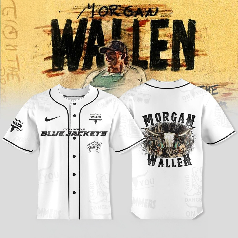 Columbus Blue Jackets X Morgan Wallen Tour Merch 2025 Jersey Jackets Merch Gifts For Dad