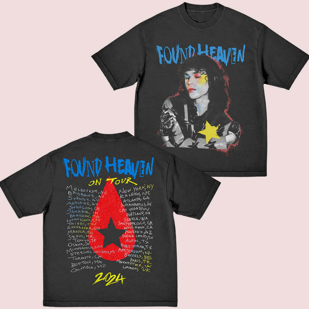 Conan Gray Merch Black Found Heaven On Tour 2024 T-Shirt Gift Ideas For Fans Gifts For BFF