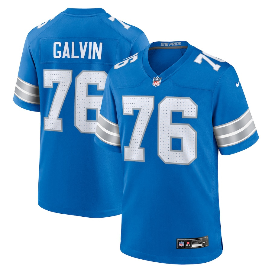 Connor Galvin 76 Detroit Lions Team Game Men Jersey - Blue - JS999