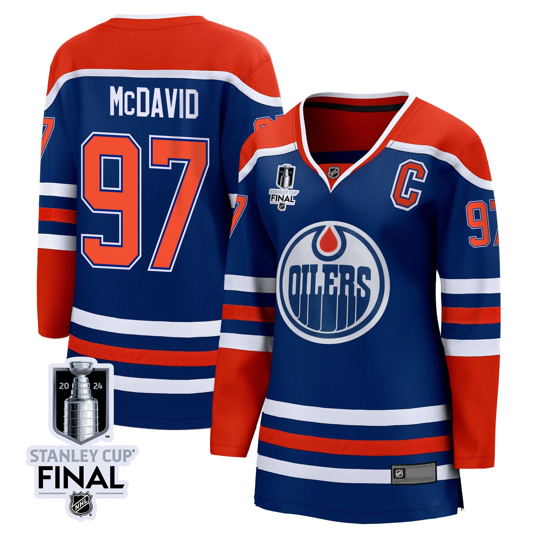 Connor McDavid 97 Edmonton Oilers 2024 STANLEY CUP Final Women's Home Jersey - Royal - JS895