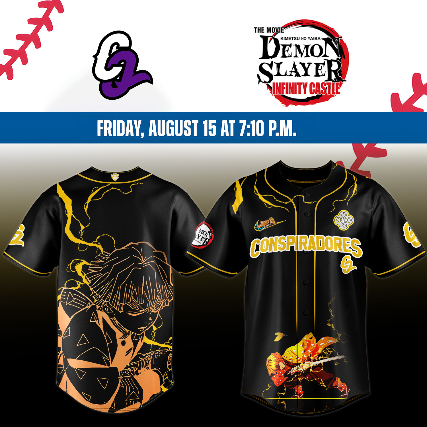 Conspiradores De Queretaro X Demon Slayer Agatsuma Zenitsu Jersey Unique Baseball Gifts