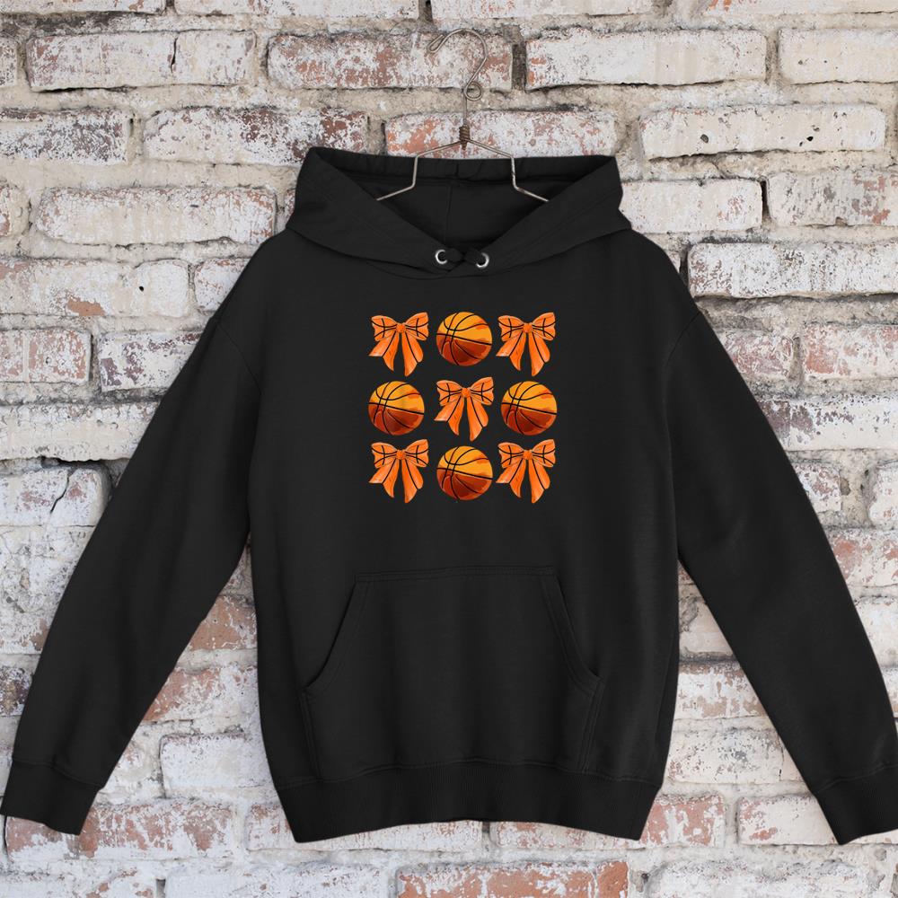 Coquette Basketball Bow Basketball Mom Girls Orange Ball Hoodie