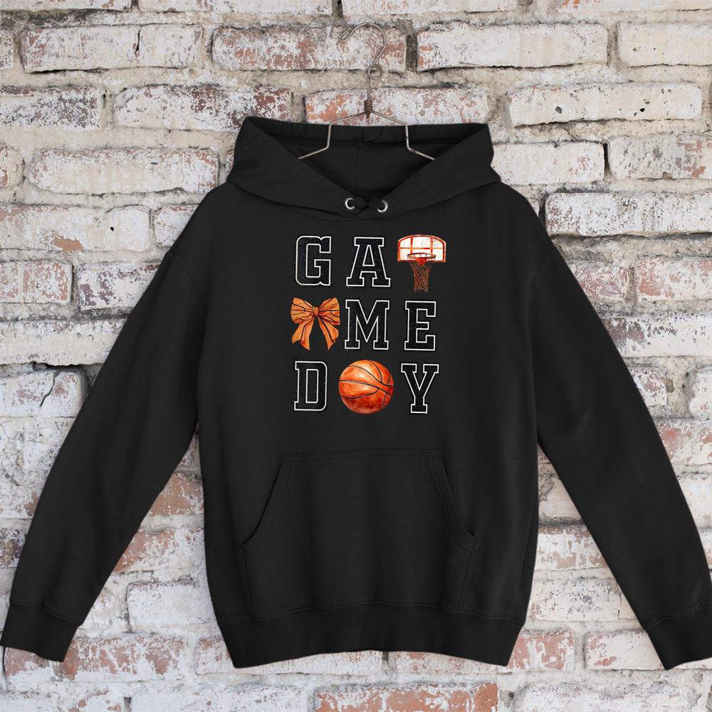 Coquette Basketball Bow Game Day Basketball Mom Hoodie