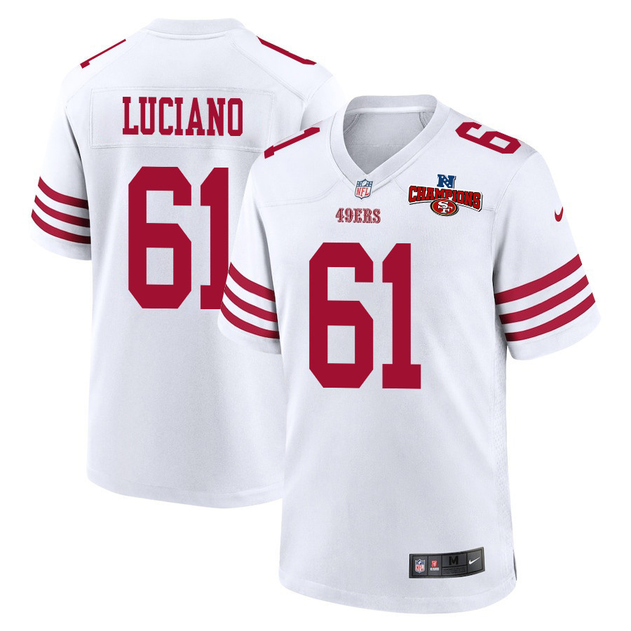 Corey Luciano 61 San Francisco 49ers NFC Champions Patch Game Men Jersey - White - JSDV504