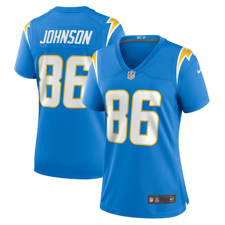 Cornelius Johnson 86 Los Angeles Chargers Women's Game Jersey - Powder Blue - JSDV454
