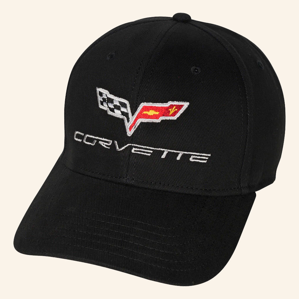 Corvette Merch C6 Corvette Emblem Black Cap Embroidered Gifts For Him