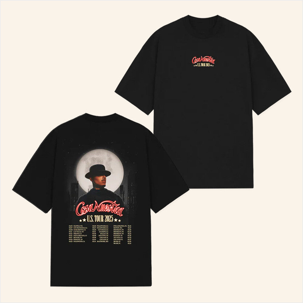 Cosa Nuestra World Tour T-Shirt Rauw Alejandro Merch Black Gifts For Fans Birthday Gift Ideas