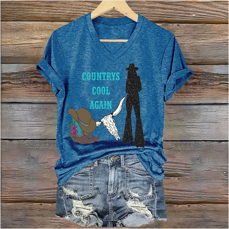 Country's Cool Again V-neck T-Shirt Lainey Wilson Merch Gifts For Music Fans Country Boy Gift