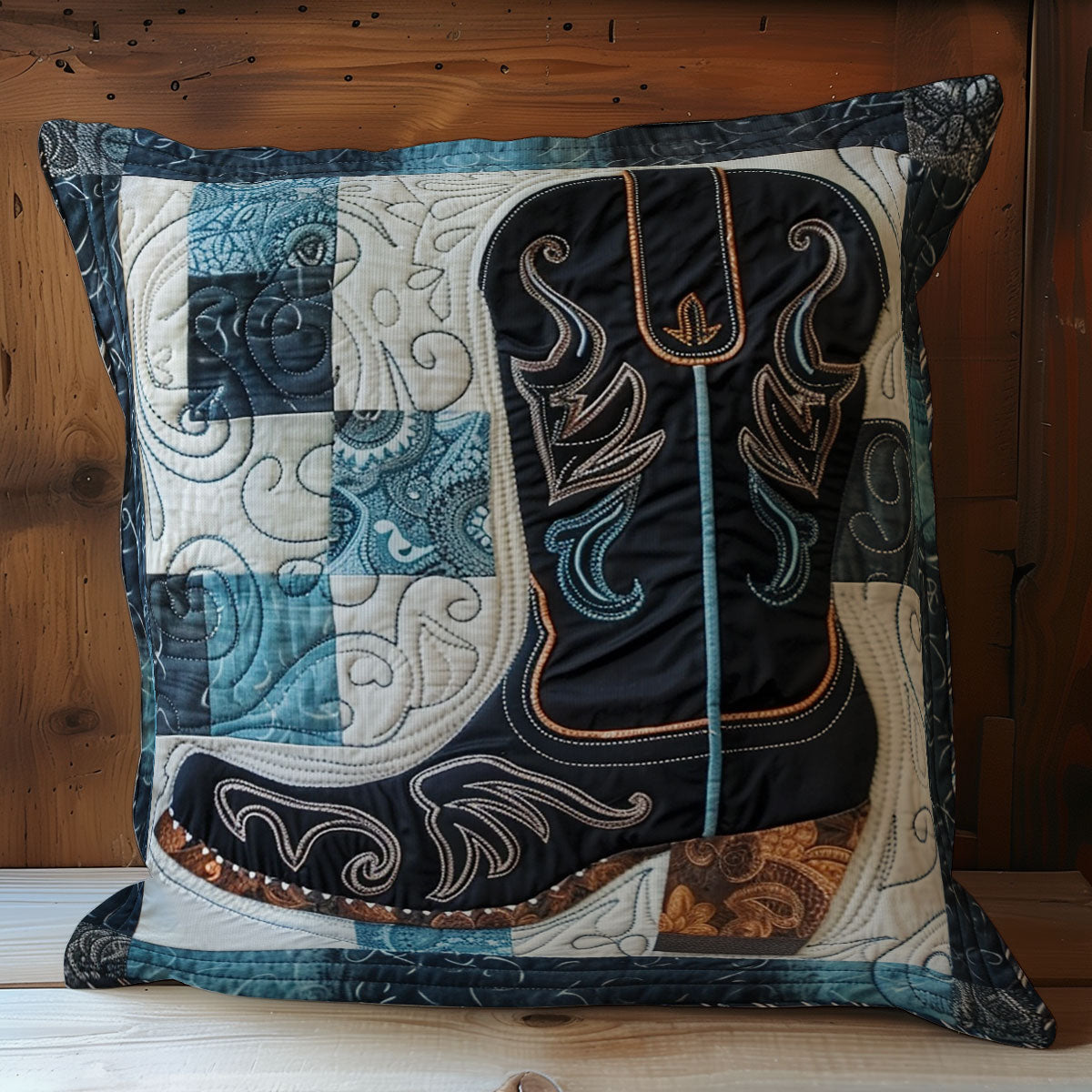 Cowboy Boots Quilt Pillow Case Square Sofa Pillow Covers Cowboy Related Gifts