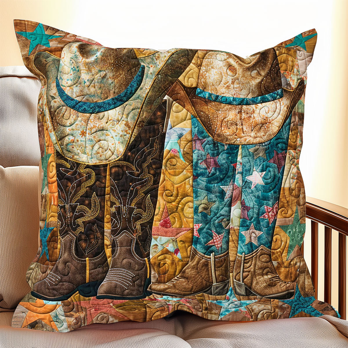 Cowboy Quilt Pillow Case Square Sofa Pillow Covers Cowboy Related Gifts