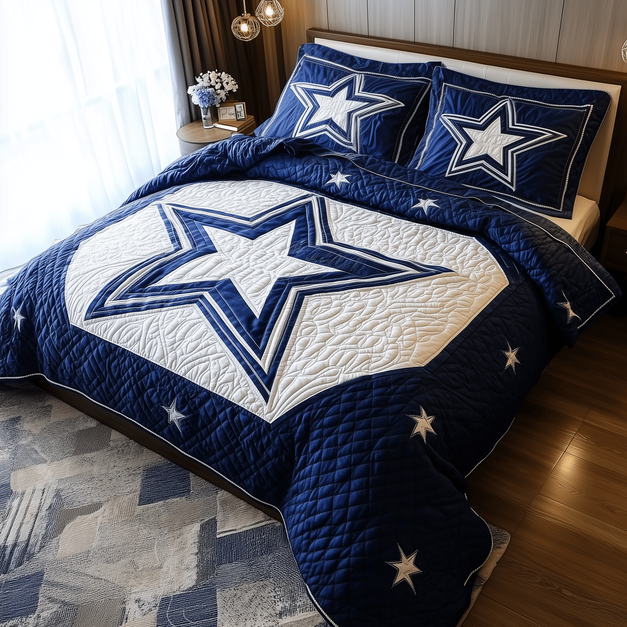 Cowboy Star Quilted Bedding Set Father's Day Duvet Cover Set Best Gifts For Cow Lovers