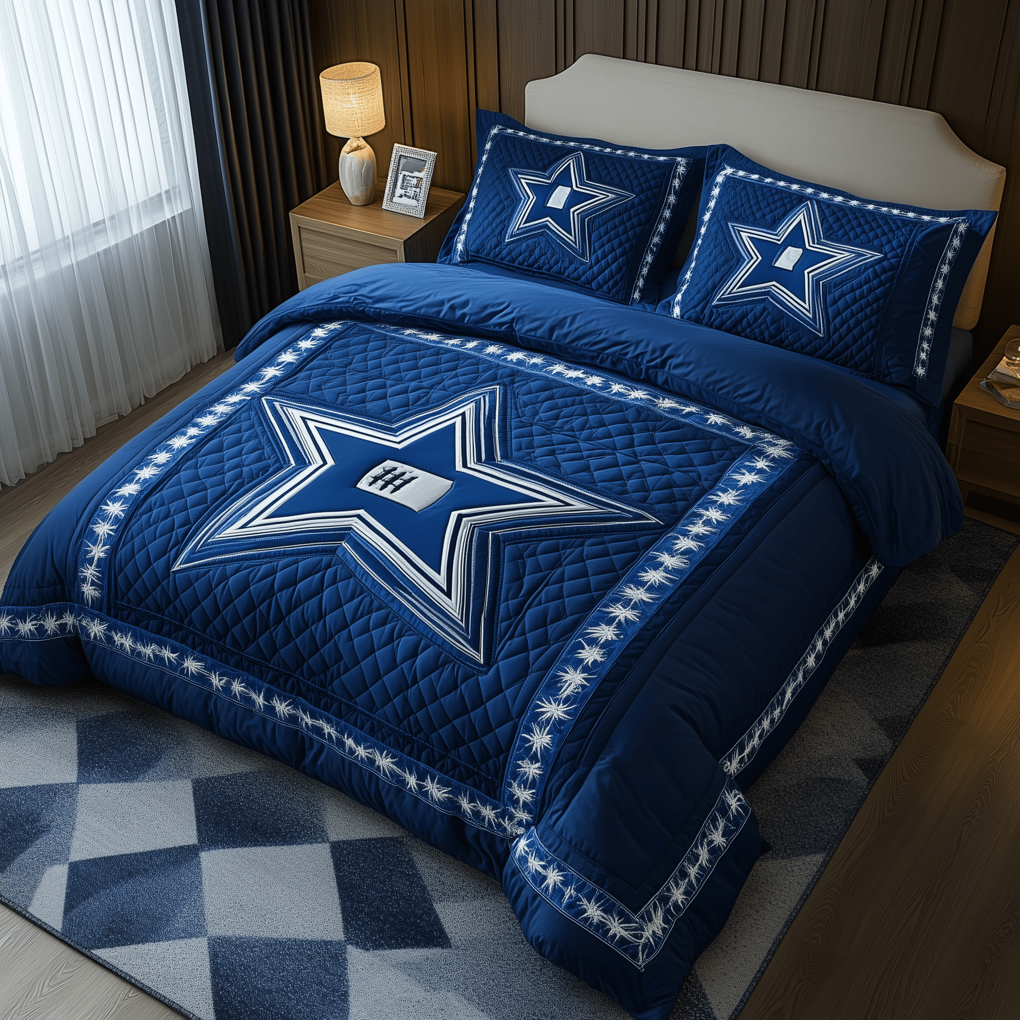 Cowboy Star Quilted Bedding Set Father's Day Duvet Cover Set Cow Gifts For Him Her