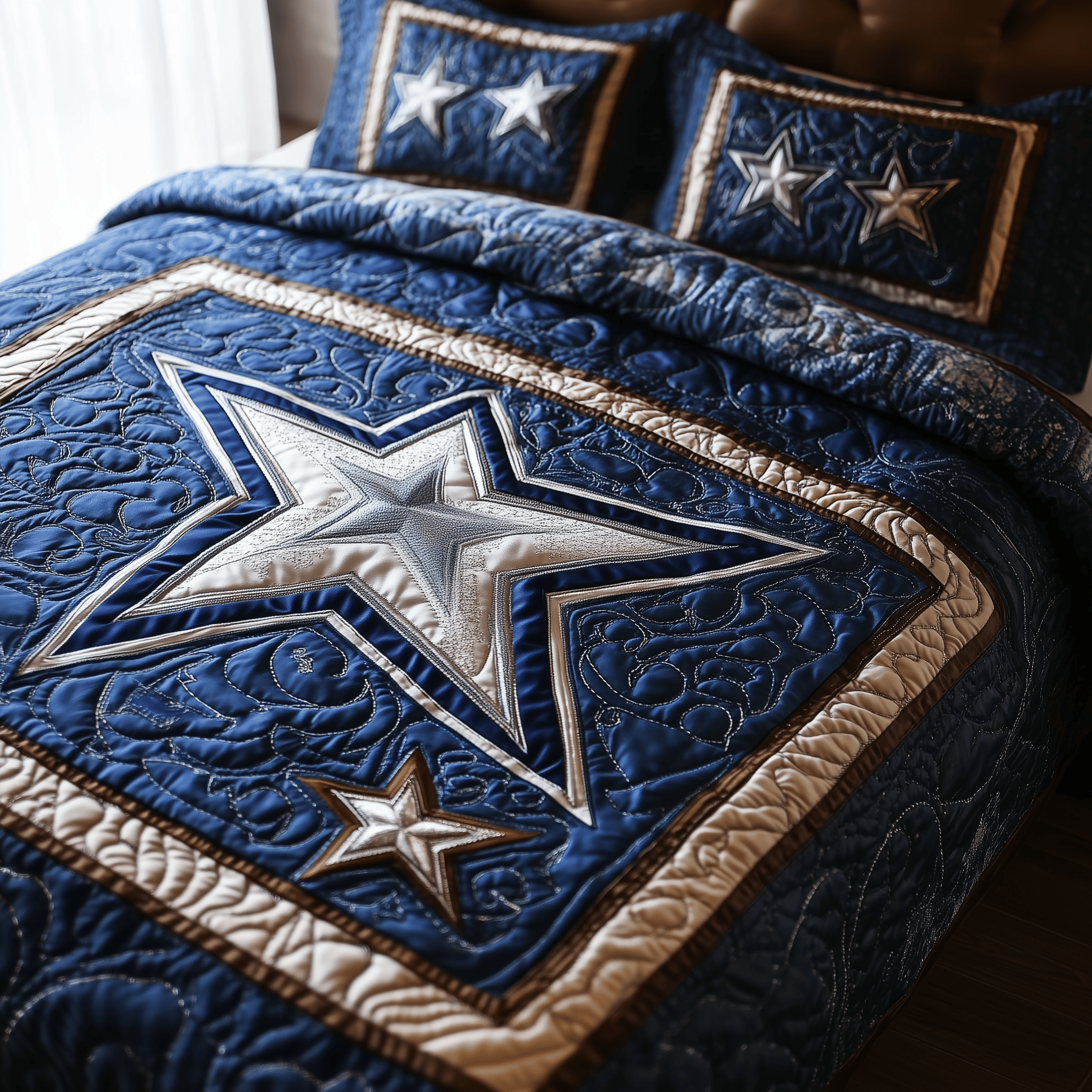 Cowboy Star Quilted Bedding Set Father's Day Duvet Cover Set Cow Gifts For Women