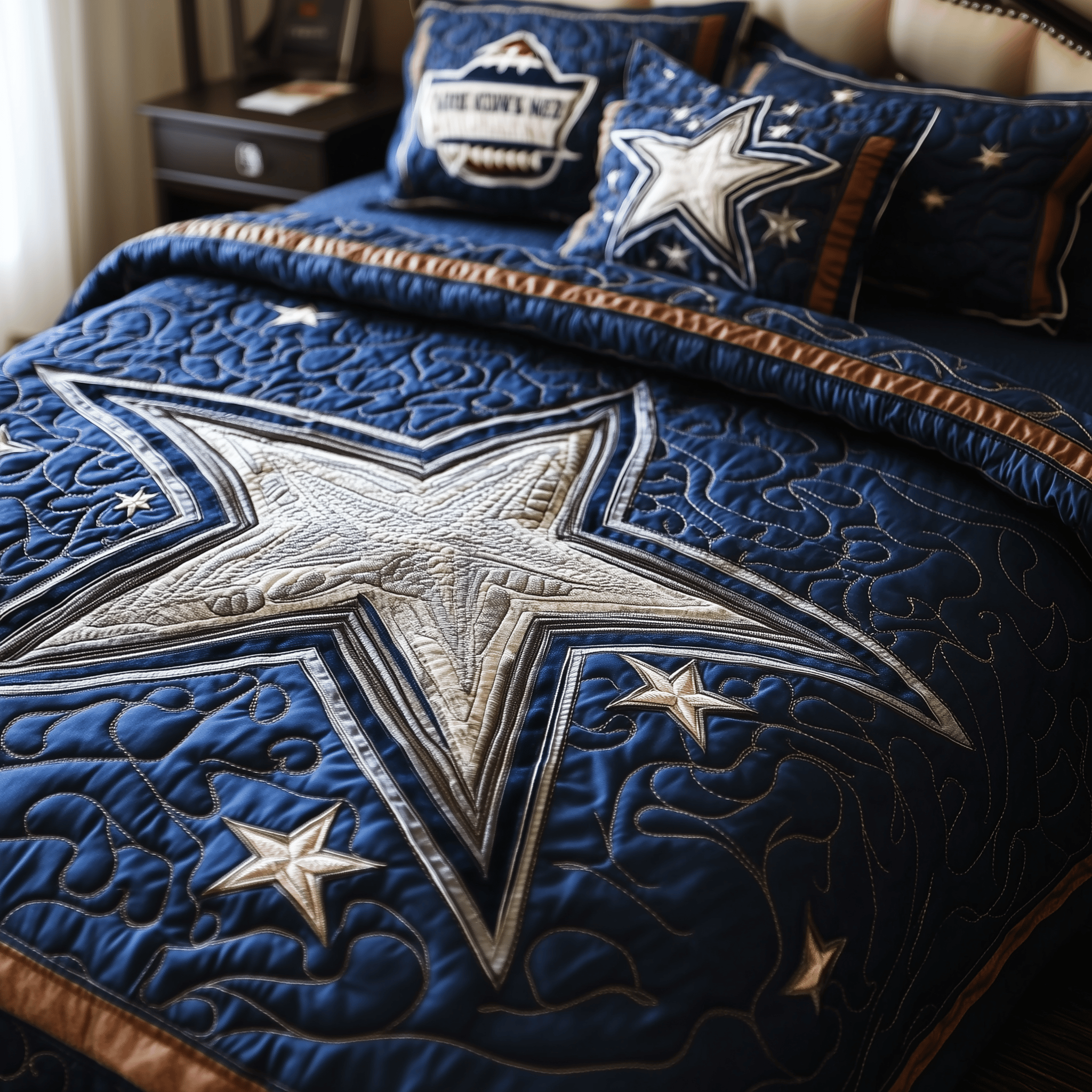 Cowboy Star Quilted Bedding Set Father's Day Duvet Cover Set Gifts For Highland Cow Lovers