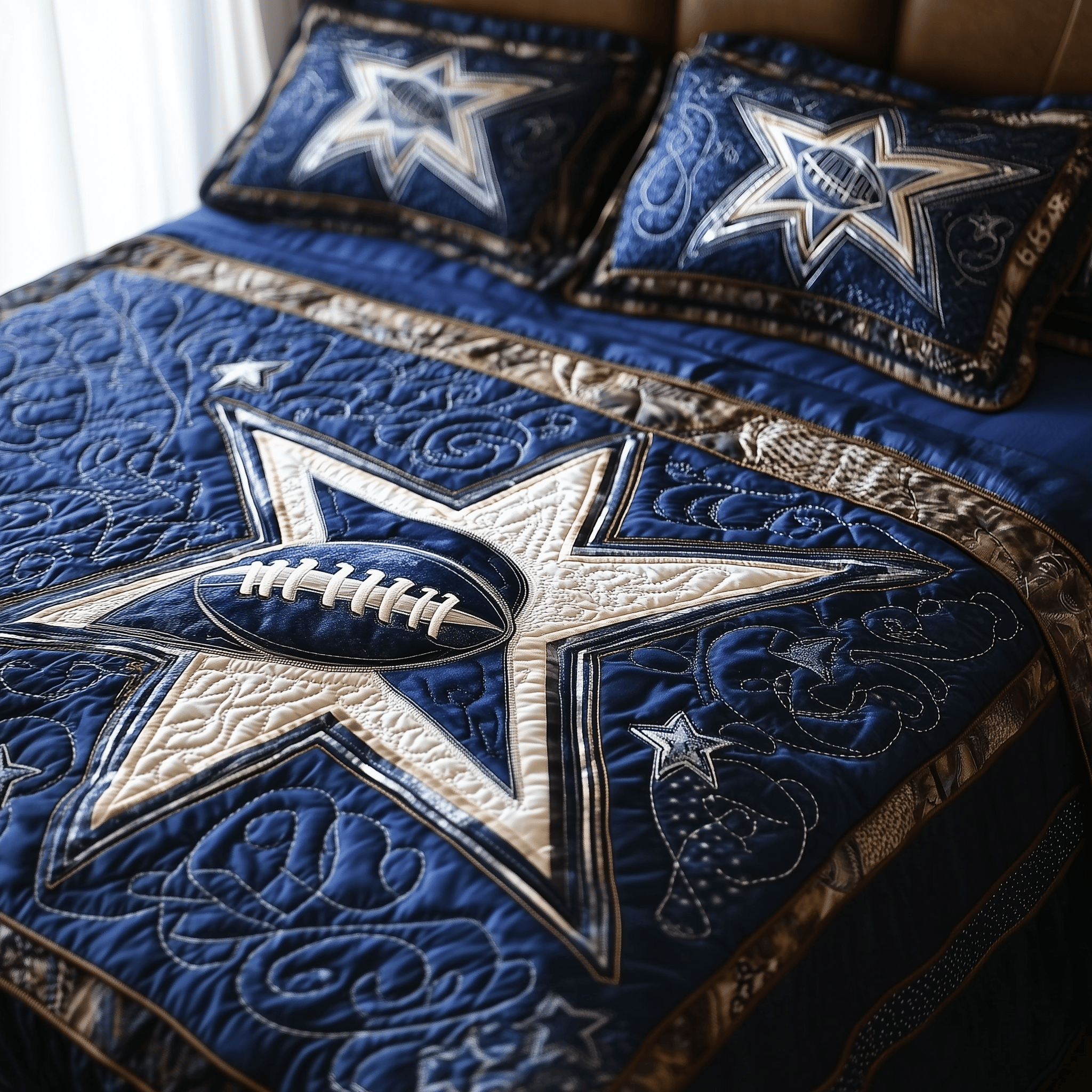 Cowboy Star Quilted Bedding Set Father's Day Duvet Cover Set Presents For Cow Lovers