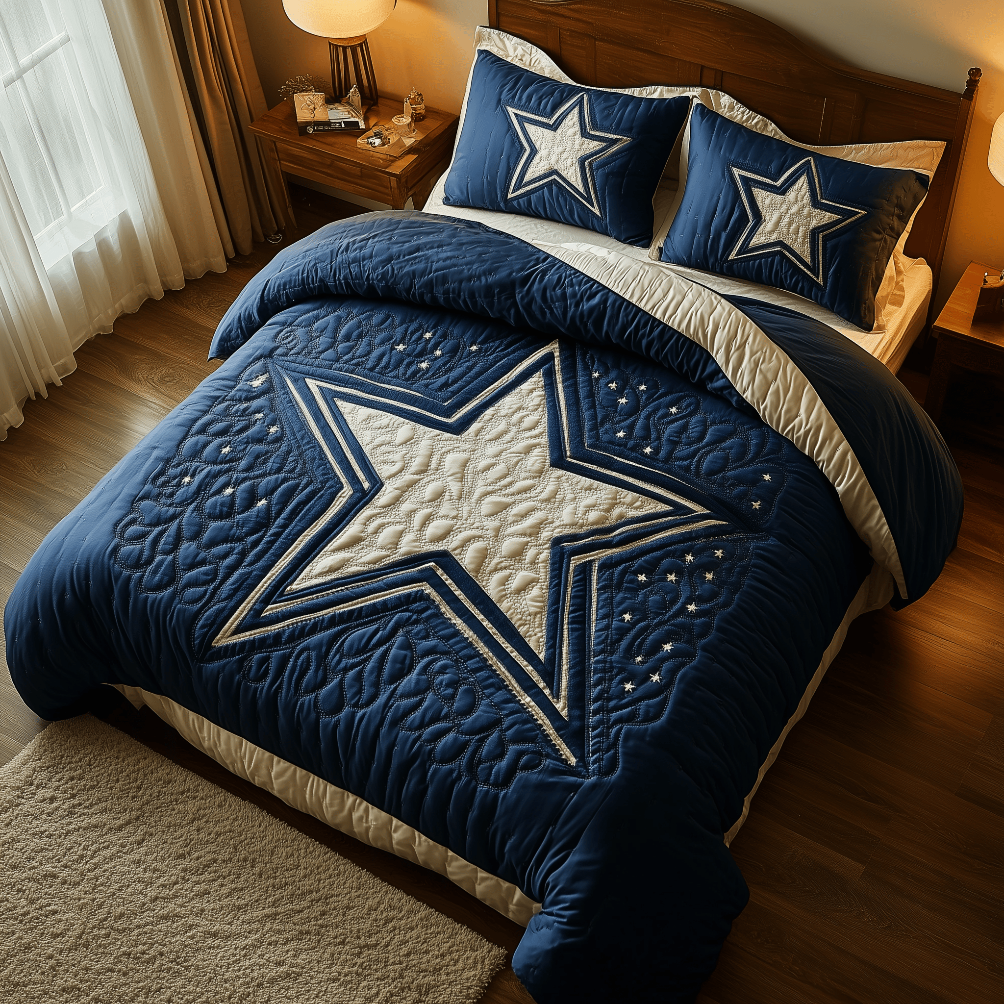 Cowboy Star Quilted Bedding Set Father's Day Duvet Cover Set Unique Gifts For Cow Lovers