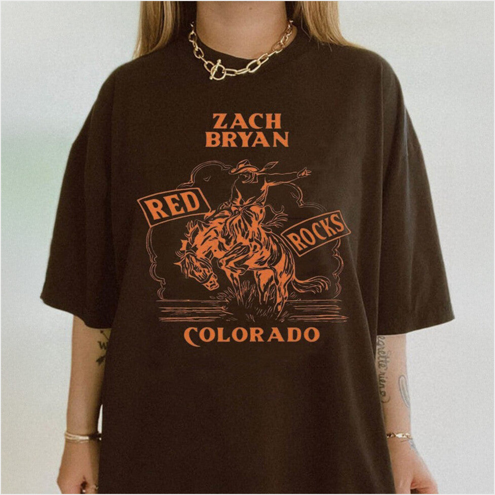 Cowboy T-Shirt Zach Bryan Red Rocks Merch Birthday Gifts For Music Lovers BFF Gifts Ideas