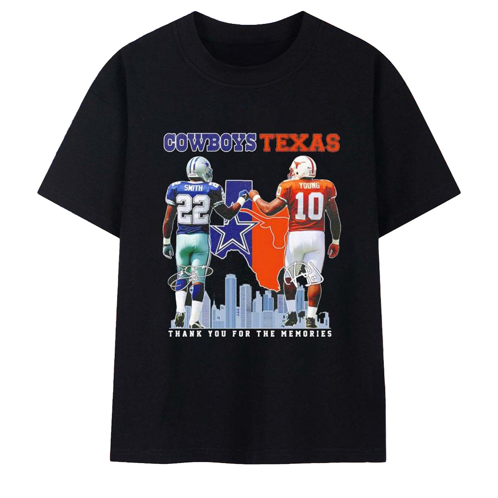 Cowboys Texas Smith And Young Thank You For The Memories Signature T-Shirt Cowboys Texas Merch