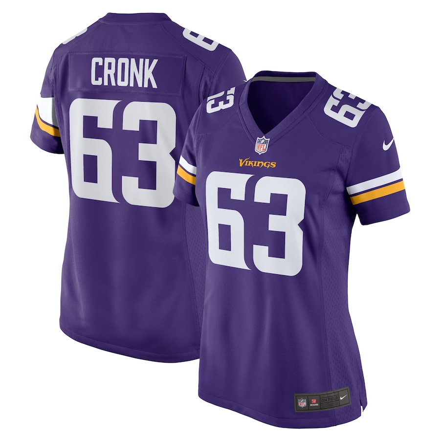 Coy Cronk 63 Minnesota Vikings Team Game Women Jersey - Purple - JSDV788