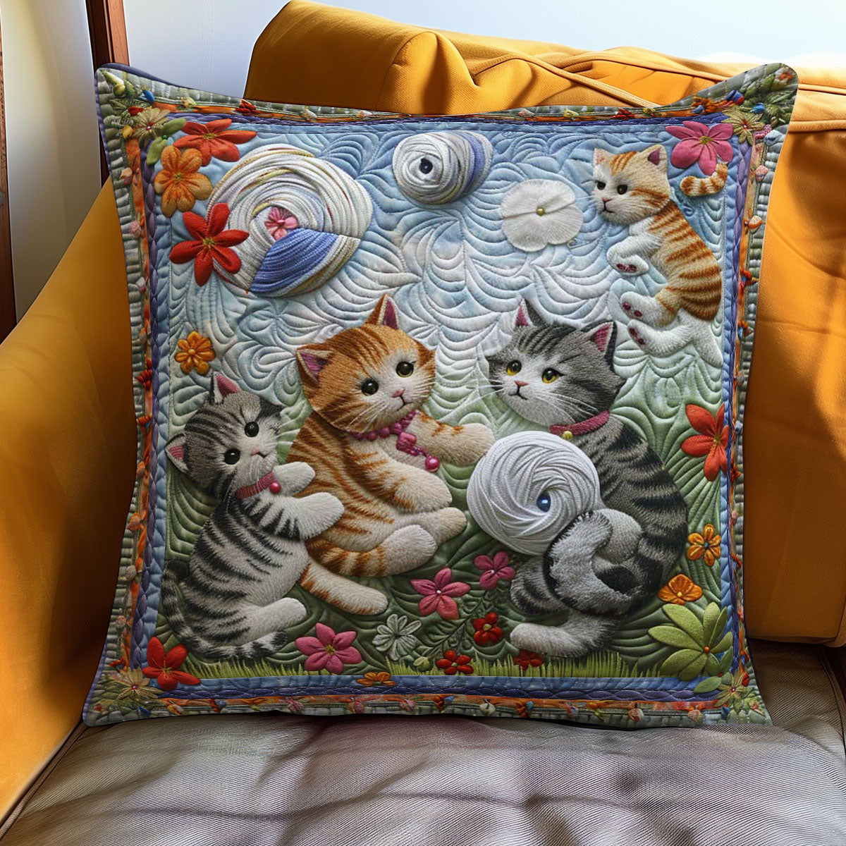 Cozy Cats Quilt Pillow Case Gift Idea For Cat Owner For Women